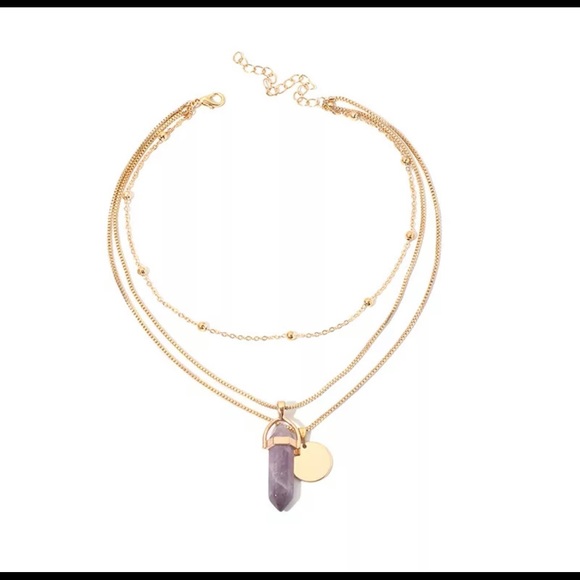 Layered Necklace with Pendant - Picture 4 of 6